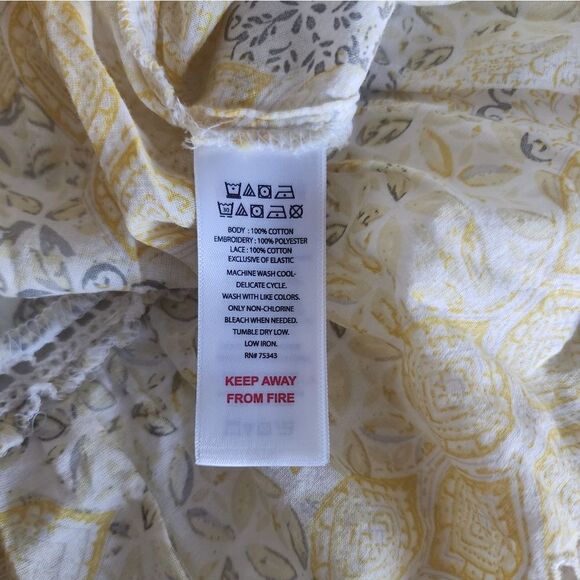 Rachel Zoe eyelet strappy bohemian coastal dress white and soft yellow medium - Picture 2 of 8